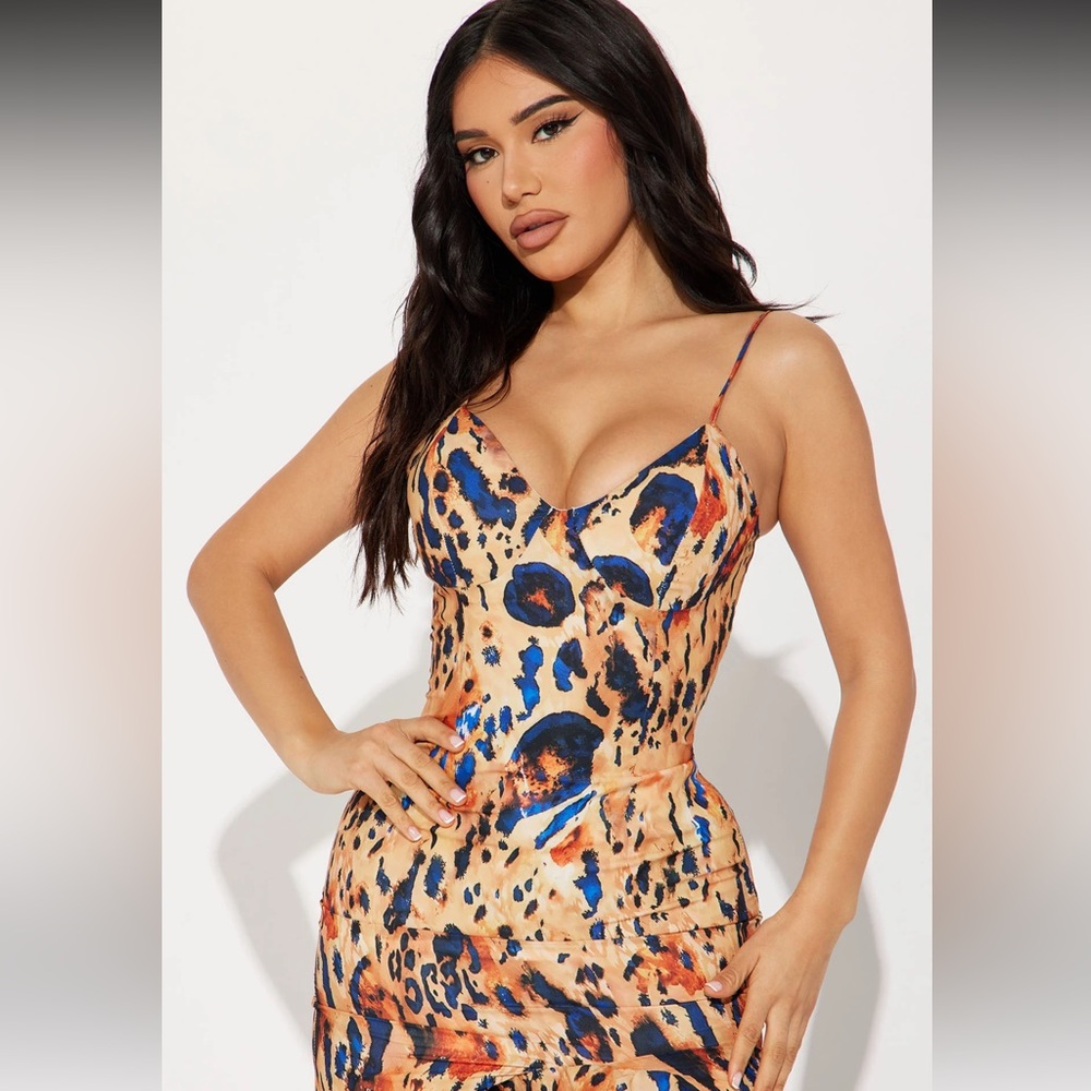 Leopard Ruffle Maxi Dress - Multi Color - Picture 6 of 9